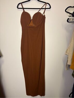 AKIRA Rust Brown Spaghetti-Strap Maxi Dress XL